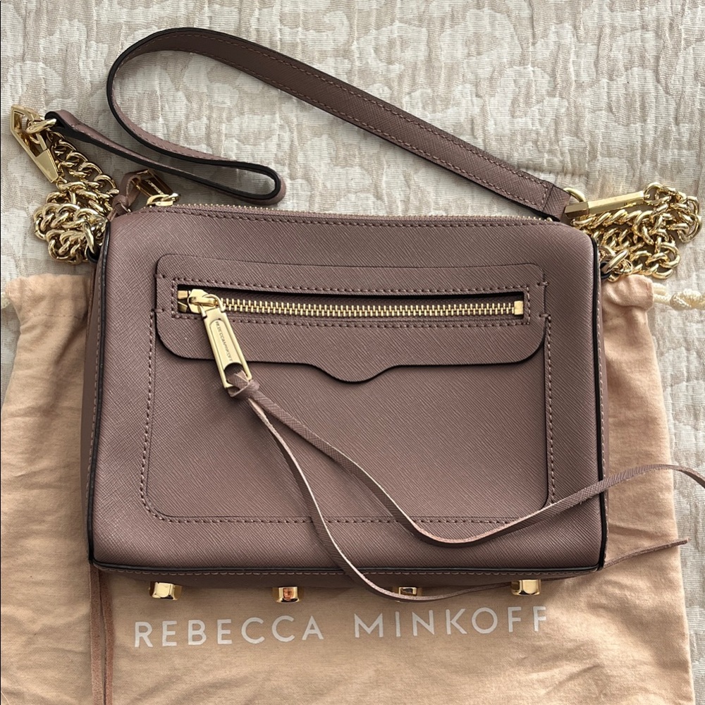 Rebecca Minkoff Mauve Taupe Crossbody with Gold Hardware
